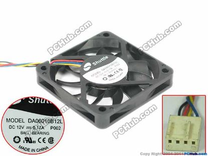Picture of Shuttle DA06010B12L Server - Square Fan 12V0.17A, sq60x60x10mm, 4W