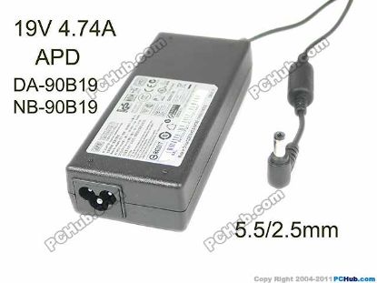 Picture of APD / Asian Power Devices DA-90B19 AC Adapter- Laptop 19V 4.74A, 5.5/2.5mm, 3-Prong, New