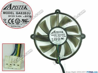 Picture of APISTEK / Rotek GA82B2U Server - Frameless / GPU Fan PFTB, 12V 0.45A, W80x4x4, D75xC42, Black, Framed, 