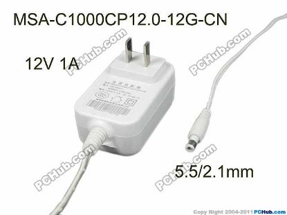 Picture of UPH Other Brand AC Adapter 5V-12V 12V 1A, Barrel 5.5/2.1mm, US 2-Pin Plug