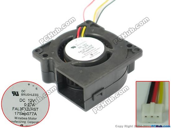 Picture of NMB-MAT / Minebea FAL3F12LH Server - Blower Fan bw50x50x20mm, w100x 3x 3, DC 12V 0.27A, 