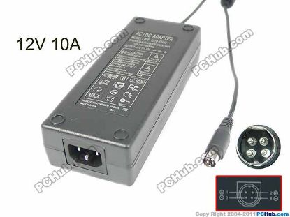 Picture of PCH OEM Power AC Adapter 5V-12V 12V 10A, 4P P1&4=V+, C14, New,1210-120W 