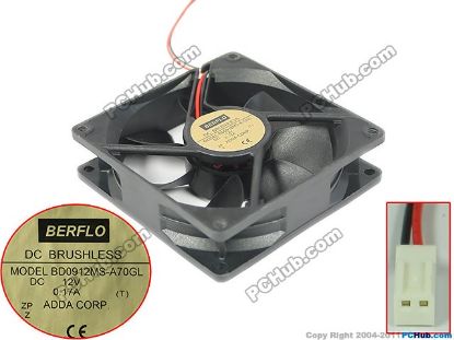 Picture of ADDA BD0912MS-A70GL Server - Square Fan T, sq92x92x25, 2-wire, 12V 0.17A