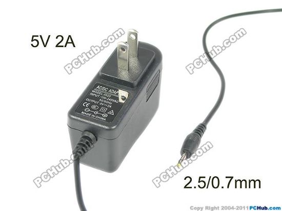 Picture of PCH OEM Power AC Adapter - Compatible QES-502, 5V 2A 2.5/0.7mm, US 2-Pin, New