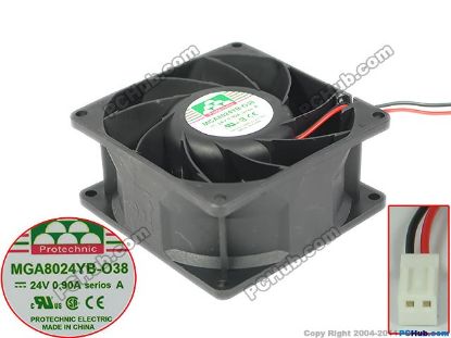Picture of Protechnic Magic MGA8024YB-O38 Server - Square Fan , sq80x80x38mm, 2-wire, DC 24V 0.90A
