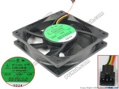 Picture of Japan Servo CUDC24B4S Server - Square Fan , sq120x120x25mm, 3-wire, DC 24V 0.23A