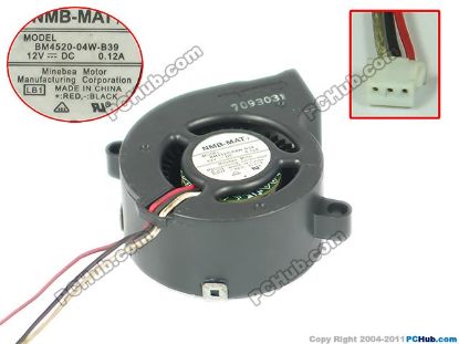 Picture of NMB-MAT / Minebea BM4520-04W-B39 Server - Blower Fan LB1, BF45x45x20, w3, 12V 0.12A