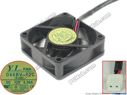 Picture of Y.L FAN / Yate Loon D60BV-12C Server - Square Fan DC 12V 0.50A, 60x60x20mm