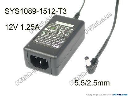 Picture of Sunny SYS1089-1512-T3 AC Adapter 5V-12V 12V 1.25A, 5.5/2.5mm, C14, New