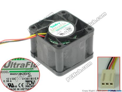 Picture of Nidec W40S12BUA5-52 Server - Square Fan J21, 12V0.55A, sq40x40x28mm, 100x3Wx3P