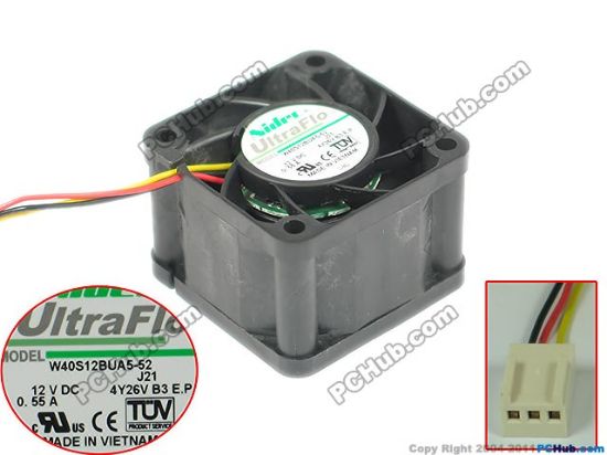 Picture of Nidec W40S12BUA5-52 Server - Square Fan J21, 12V0.55A, sq40x40x28mm, 100x3Wx3P