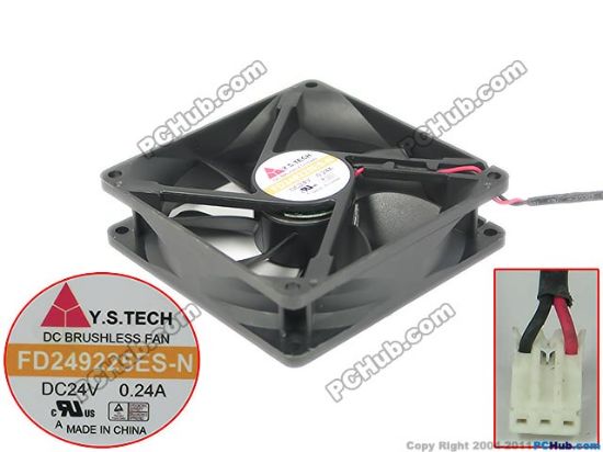 Picture of Y.S TECH FD249225ES-N Server - Square Fan 24V0.24A, sq92x92x25mm, 2W