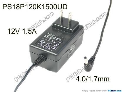 Picture of FlyPower PS18P120K1500UD AC Adapter 5V-12V 12V 1.5A, 4.0/1.7mm, US 2P Plug, New