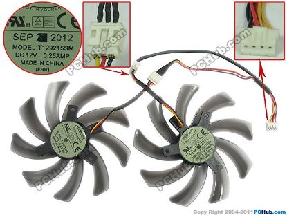 Picture of Everflow T129215SM Server - Frameless / GPU Fan 12V 0.25A, W160x4x4, D95xC39 , GreyT, 2 Fan