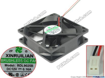 Picture of XIFAN / Xinruilian RDL9025B Server - Square Fan sq90x90x25, 2w, DC 12V 0.16A 