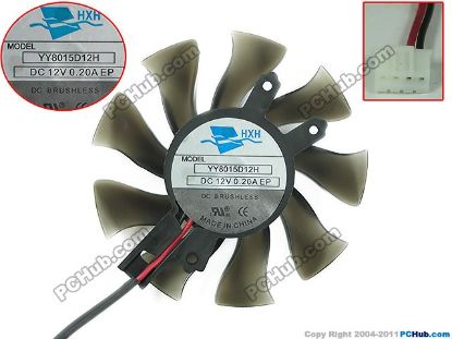 Picture of HXH YY8015D12H Server - Frameless / GPU Fan DC 12V 0.20A, Dia. 80mm C.T.C 48x46x16mm