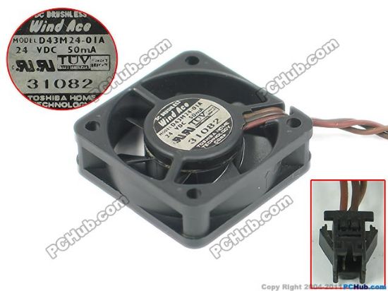 Picture of Wind Ace / Toshiba D43M24-01A Server - Square Fan sq40x40x12mm, w30x3x4, DC 24V 0.05A