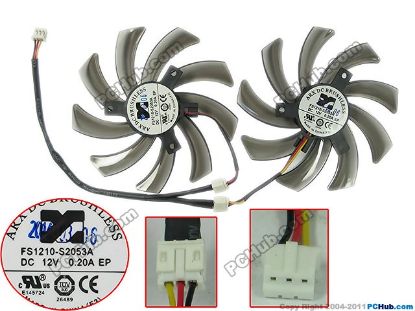 Picture of ARX FS1210-S2053A Server - Frameless / GPU Fan DC 12V 0.20A, Dia. 95mm C.T.C 40mm, 2Fan