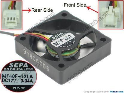 Picture of SEPA MF40F-12LA Server - Square Fan MF40F-12LA, DC 12V 0.04A, 40x40x10mm