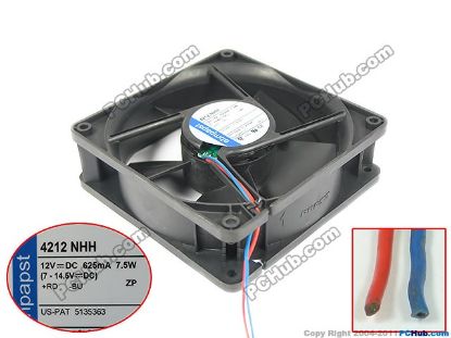 Picture of ebm-papst 4212 NHH Server - Square Fan 4212NHH, sq120x120x38, 2-wire, 12V 7.5W