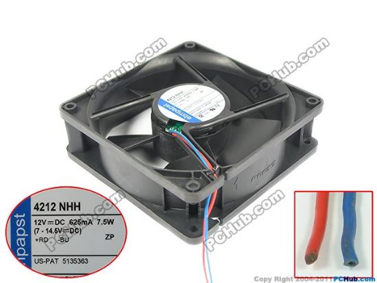 Picture of ebm-papst 4212 NHH Server - Square Fan 4212NHH, sq120x120x38, 2-wire, 12V 7.5W