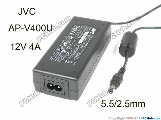 Picture of JVC AC to DC (JVC) AC Adapter - NEW Original 12V 4A, 5.5/2.5mm, 2-Prong