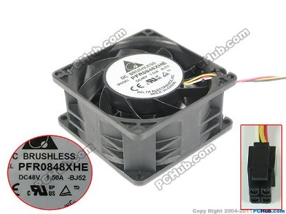 Picture of Delta Electronics PFR0848XHE Server - Square Fan -BJ52, sq80x80x38mm, 4-wire, DC 48V 1.50A