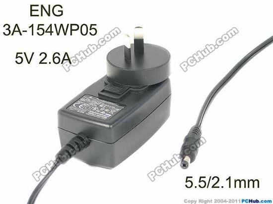 Picture of ENG 3A-154WP05 AC Adapter 5V-12V 5V 2.6A, Barrel 5.5/2.1mm, AU 2-Pin Plug
