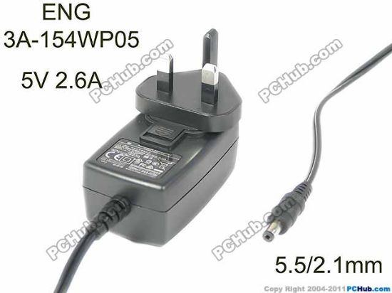 Picture of ENG 3A-154WP05 AC Adapter 5V-12V 5V 2.6A, Barrel 5.5/2.1mm, UK 3-Pin Plug