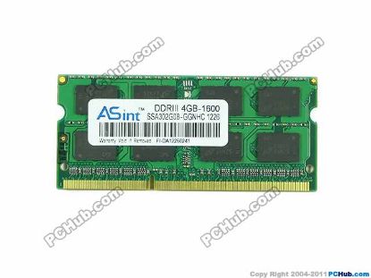 Picture of ASint SSA302G08-GGNHC Laptop DDR3-1600 4GB, DDR3-1600, PC3-12800S, SSA302G08-GGNHC, Lapto