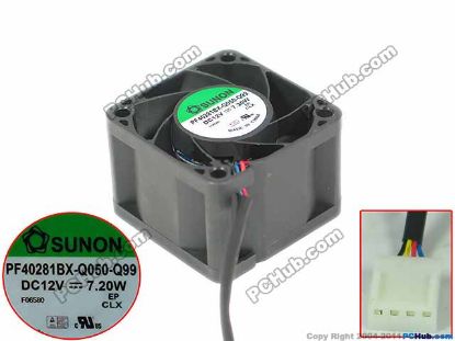 Picture of SUNON PF40281BX-Q050-Q99 Server - Square Fan SF40x40x28, w50x4x4, 12V 7.2W