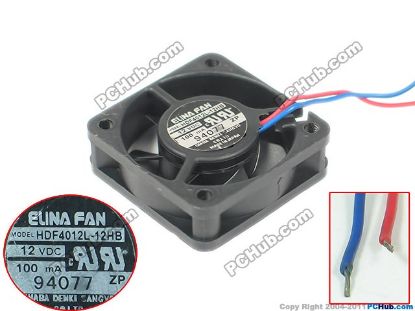 Picture of ELINA FAN HDF4012L-12HB Server - Square Fan sq40x40x13mm, 2-wire, 12V 100mA