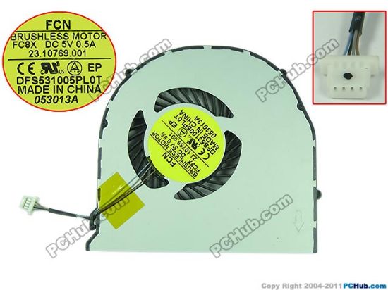 Picture of Forcecon DFS531005PL0T Cooling Fan  FC8X, 23.10769.001, DC5V 0.50A, Bare fan New