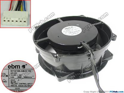 Picture of ebm-papst W1G180-AB31-19 Server - Round Fan dia200x200x70mm, 6-wire, 24V 93W
