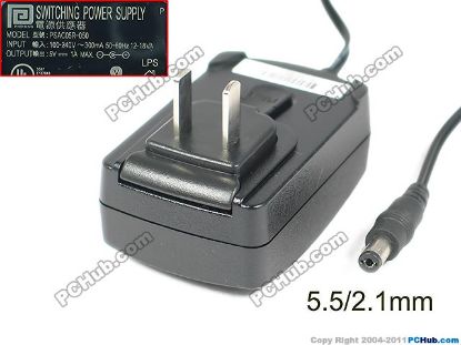 Picture of PHIHONG PSAC05R-050 AC Adapter - NEW Original 5V 1A, 5.5/2.1mm, US 2-Pin, New
