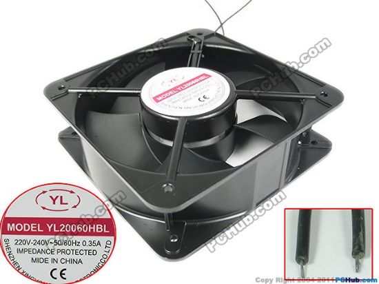 Picture of Other Brands YL20060HBL Server - Square Fan sq200x200x60mm, 2-wire, AC220V 0.35A