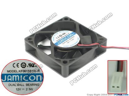 Picture of Jamicon KF0615B1H-R Server - Square Fan 12V 2.3W, sq60x60x15mm, 2-wire