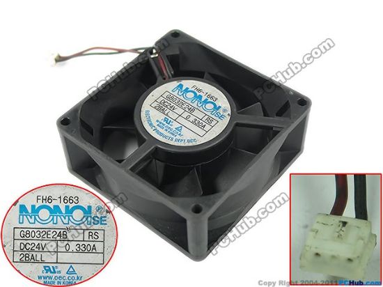 Picture of NONOISE G8032E24B Server - Square Fan RS, SF80x80x32, w30x2x2, 24V 0.330A
