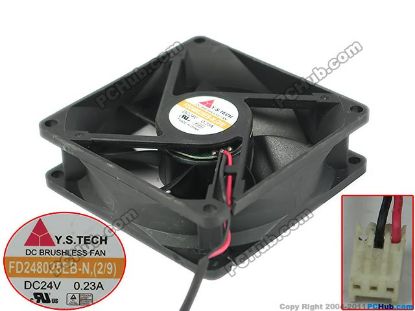 Picture of Y.S TECH FD248025EB-N Server - Square Fan DC24V 0.23A, 80x80x25mm, w80x2x3