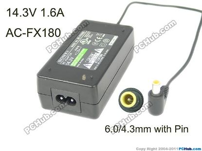 Picture of Sony AC Adapter (Sony) AC Adapter 13V-19V 14.3V 1.6A, Barrel 6.0/4.3, 2P
