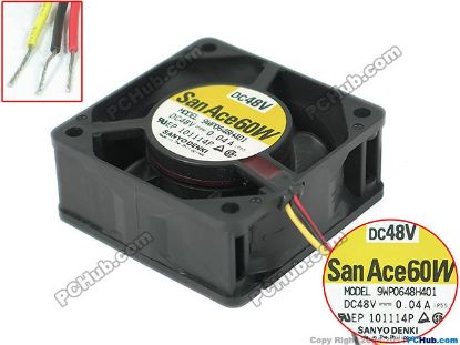 Picture of Sanyo Denki 9WP0648H401 Server - Square Fan sq60x60x25, 3w, DC 48V 0.04A 