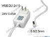 Picture of WEEQU WEEQU-2410 AC Adapter 20V & Above 24V 0.65A, 5.5/2.5mm, US 2P Plug, New