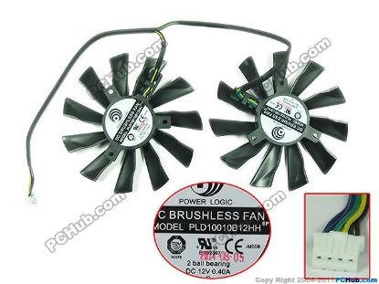 Picture of Power Logic PLD10010B12HH Server - Frameless / GPU Fan 12V 0.40A, W160x 7x 4, D95xC40 , Black, 2 Fan