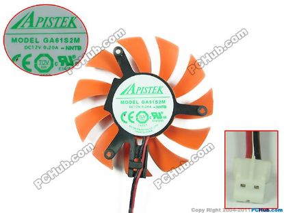 Picture of APISTEK / Rotek GA61S2M Server - Frameless / GPU Fan NNTB, 12V 0.20A, W100x2x2, D55xC39, Red