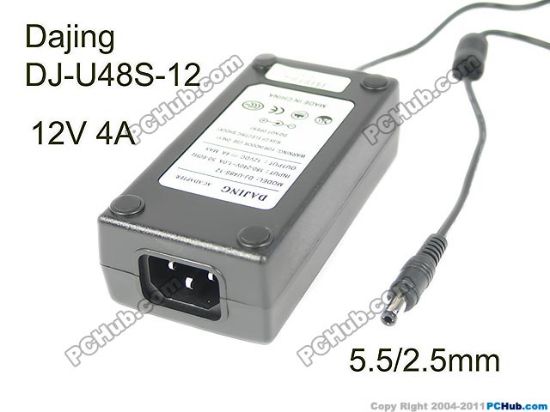 Picture of Dajing DJ-U48S-12 AC Adapter 5V-12V 12V 4A, Barrel 5.5/2.5mm, IEC C14