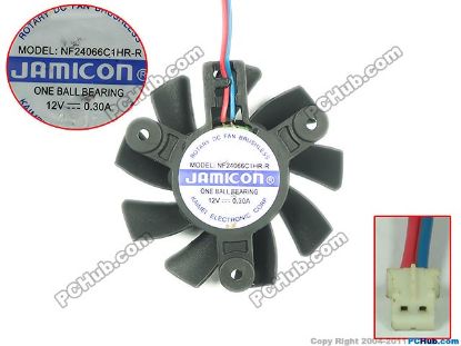 Picture of Jamicon NF24066C1HR-R Server - Frameless / GPU Fan 12V 0.30A, W100x2x2, D65xC34, Black