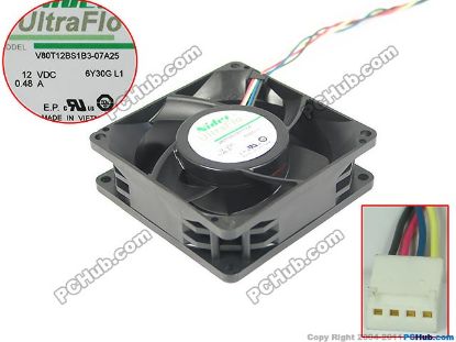 Picture of Nidec V80T12BS1B3-07A25 Server - Square Fan V80T12BS1B3-07A25