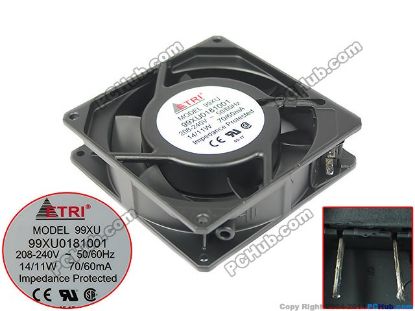 Picture of ETRI 99XU Server - Square Fan 99XU0181001, sq92x92x25, 240V 70mA