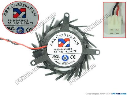 Picture of ARX FS1245-A1042B Server - Frameless / GPU Fan DC 12V 0.22A, C44x39x37mm,W60x2x2, Black 