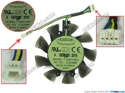 Picture of Everflow T128015SH Server - Frameless / GPU Fan T128015SH, 50mm, 4-Wire 4-Pin Connector